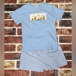 Vive La Fete smocked Golf shorts set 3t boys boutique